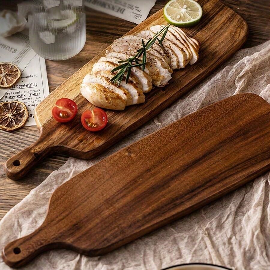 1 pieza, Tabla de cortar, Tabla de cortar de madera, Bloque carnicero, Tabla de queso y chacinería, Tabla de chacinería para carne, queso, pan, verduras y frutas, Tabla de cortar con mango para el hogar, dormitorio, utensilios de cocina, regalos de Acción de Gracias, Navidad, Halloween y vuelta al colegio