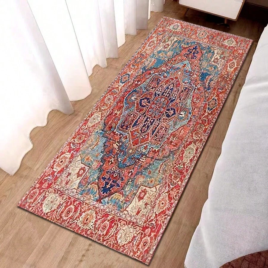 1 peça Tapete para decoração de quarto com Impressão de Flores e Geométrica Retrô