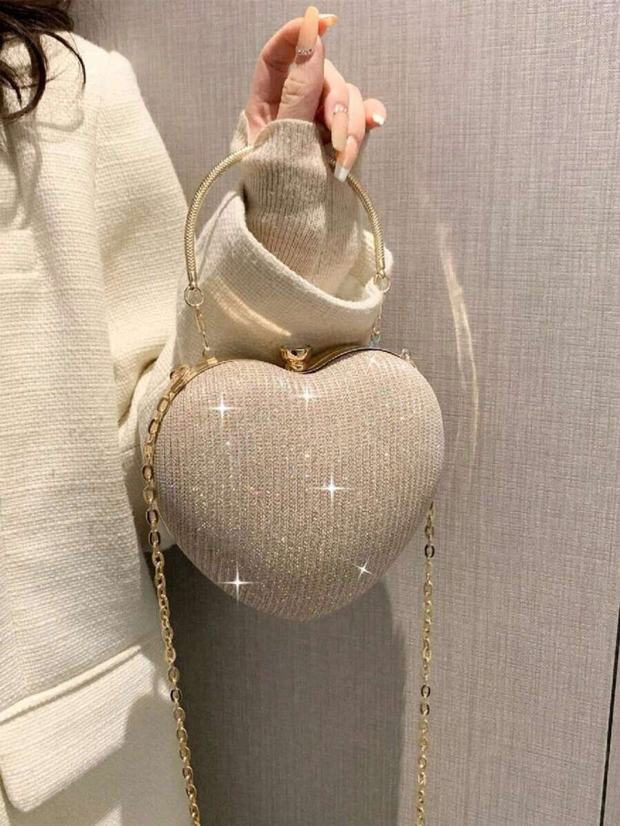 Bolsas de luxo Bolsas de mão Bolsas de mão quente Coração Forma Corrente Mulheres Senhoras Bolsas de noite