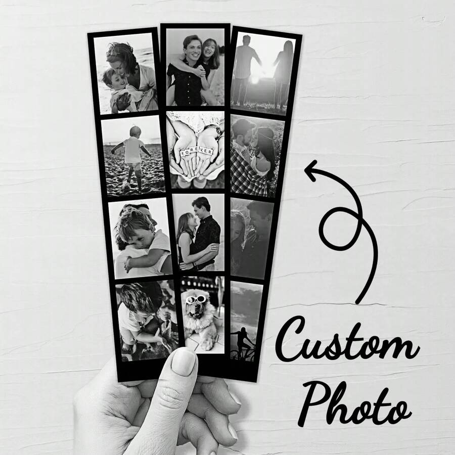 1 pieza/3 piezas/7 piezas de tira de película fotográfica personalizada, 1 pieza de regalo de foto personalizado con 4 imágenes, impresión con estilo retro, recuerdo de la boda, regalo de fotografía de película, marcador de libros de foto personalizado, tiras de foto personalizadas, cubierta del fotomatón de boda, marco de película Guarda la tarjeta, plantilla editable, regalo personalizado, regalo personalizado para cumpleaños, regalo de San Valentín, San Valentín, Año Nuevo, regalo para ella, regalo para él, regalo para amigos, decoración del hogar, decoración, multifuncional, antimoho, ornamental, exquisito, elegante, de alta calidad, adorable, moderno, personalizado, único, regalo ideal para él, regalo ideal para ella, ella, novio, novia, papá, mamá, familia, amigos, hijo, hija, niños, cocina, comedor, dormitorio, oficina, sala de estar, hogar, jardín, sala de té, para aniversarios, para cumpleaños, para housewarming, para graduación