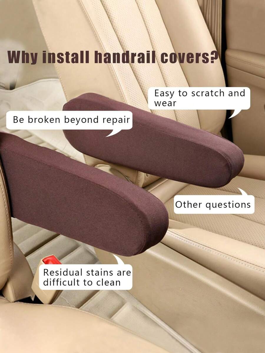 Car Seat Armrest Cover Universal Interior Auto Armrests Dust-Proof Hand Armrest Protector Soft Comfortable Elastic Cloth Covers