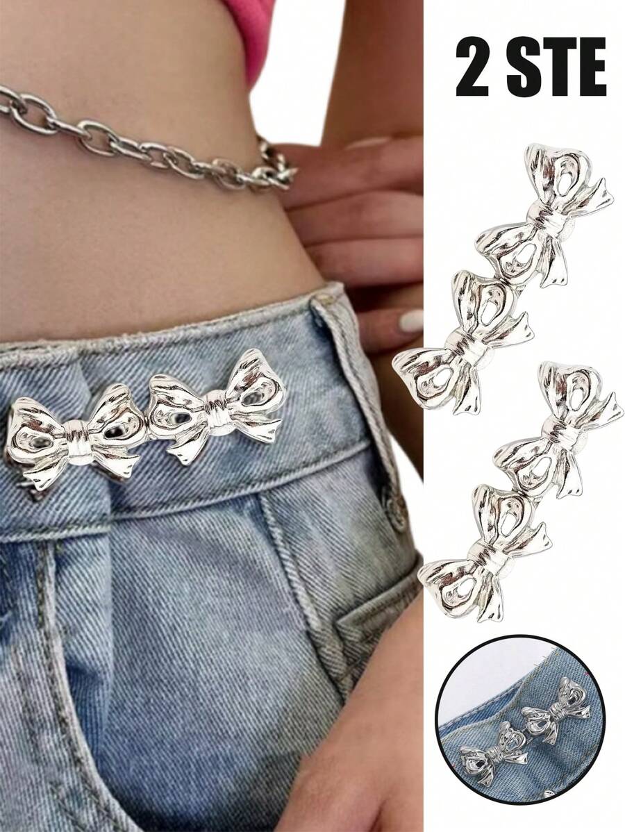 Adjustable Waistband Buckle Waist Sewing-Free Detachable Jeans Waist Stretch Big Change Small Metal Extender Button,Cute Butterfly Shaped Waist Tightener Buckle Pants Pins For Jeans, Skirts, Pants, Collar Buttons Brooch Pins For Women And Men, Metal Durable, Fashion And Detachable Pants Clip, Bag Accessories For Girl, Student And Gift For Mom And Friends Back To School
