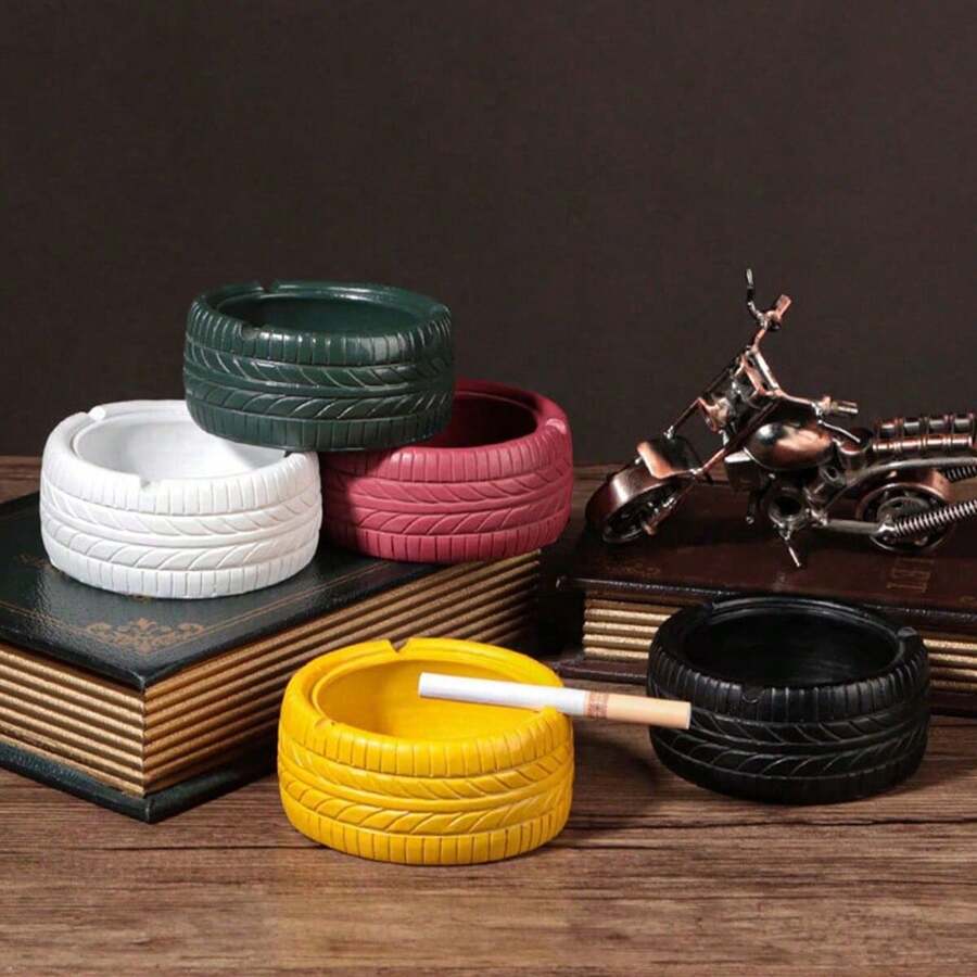 1pc Random Modern Minimalist Creative Resin Tire Ashtray Decor, Suitable For Bar, Living Room, Office Desk Use