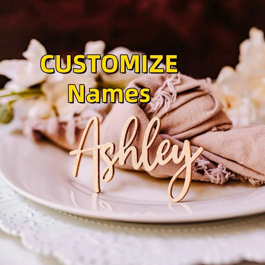 Tarjetas con nombre de madera para boda, cumpleaños, corte por láser, decoración de mesa, placa de nombre, tarjetas de lugar de boda de madera con nombre grabado por láser, señales de lugar de boda, tarjetas de lugar para cena, fiesta, decoración de boda, regalo de San Valentín, regalo para ella, regalo para él, regalo para mamá, regalo para amigos, decoración del hogar, personalizado