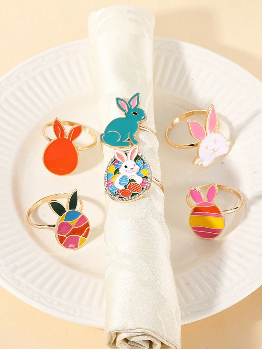 Creative Cute Rabbit Animal Shaped Napkin Ring, Tabletop Decoration