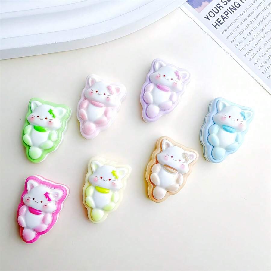 Set de 7 imanes de nevera con diseño de galletas rellenas de gatitos aleatorios, pegatinas decorativas para la cocina