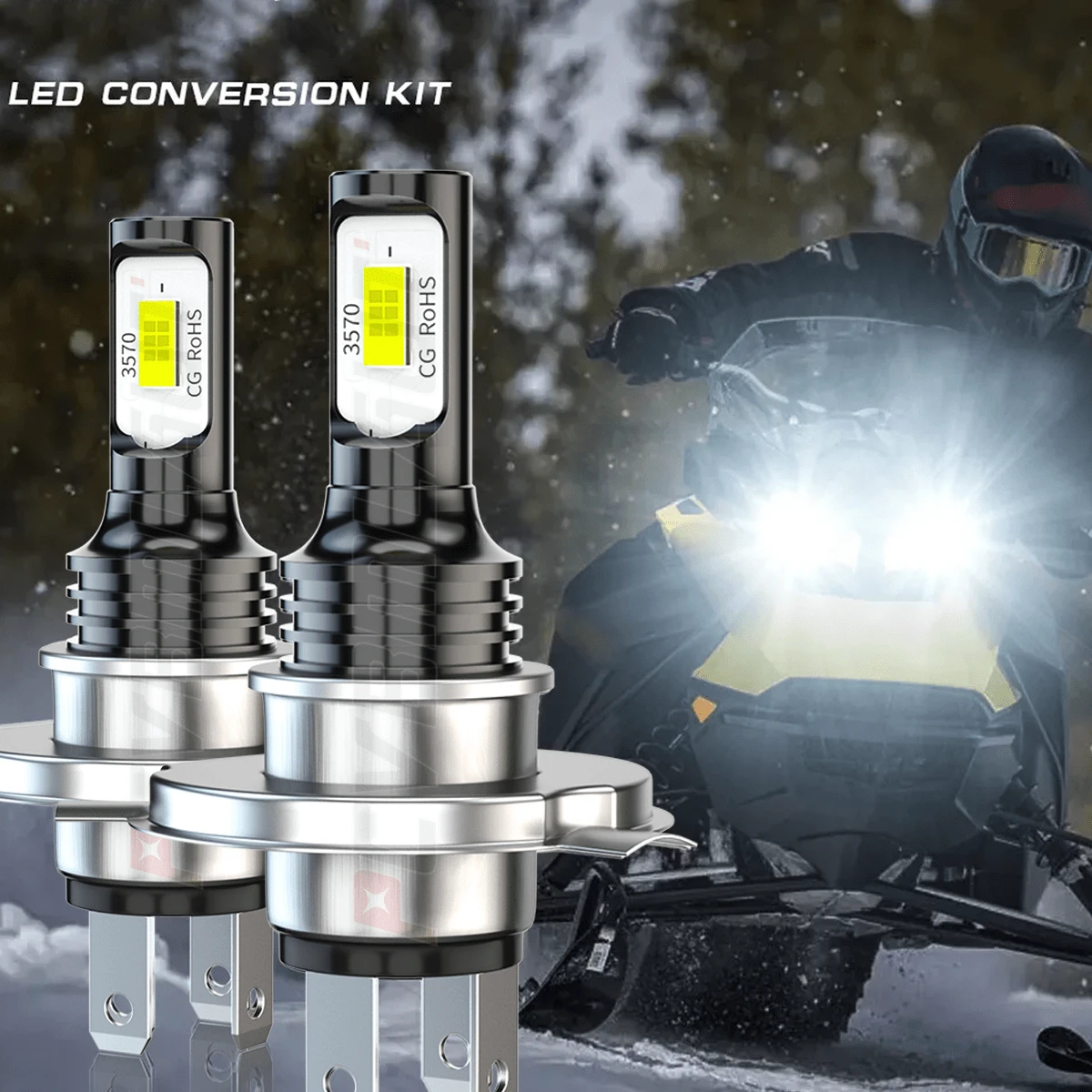 For Motorcycle H4 6500K LED Hi/Lo Beam Front Light Bulb Super Bright Headlight