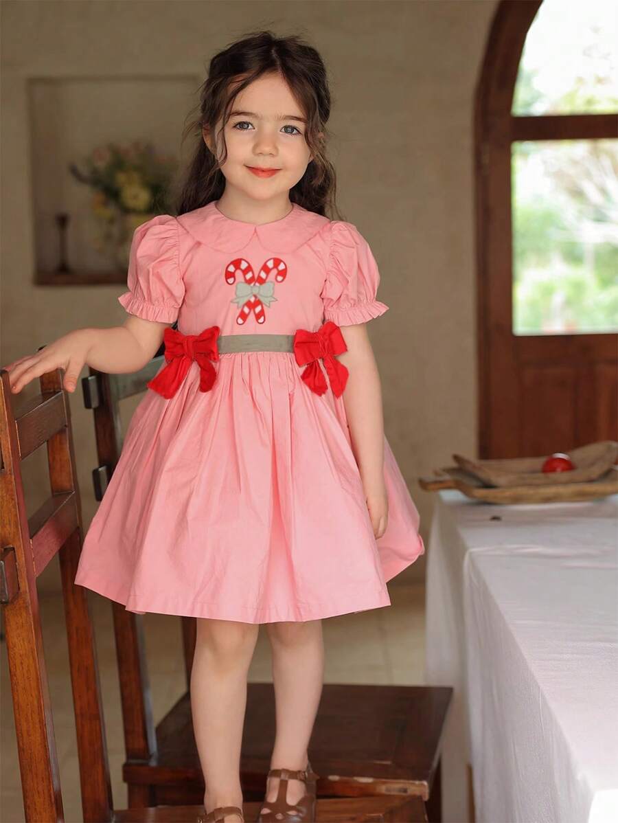 Girls' Summer Princess Dress, Fashionable Unique Sweet Lovely Peter Pan Collar Dress For Girls