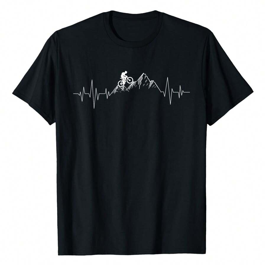 Mountain Biking - MTB Lover Cyclist Cycling Downhill Bike T-Shirt Graphic Tees Short Sleeve Casual Women T Shirts 100% Cotton Tee Shirt Womens Short-Sleeved Funny Printed Women's T-Shirts Summer Tops Soft Comfy Everyday Wear Gift Woman Tshirt Black