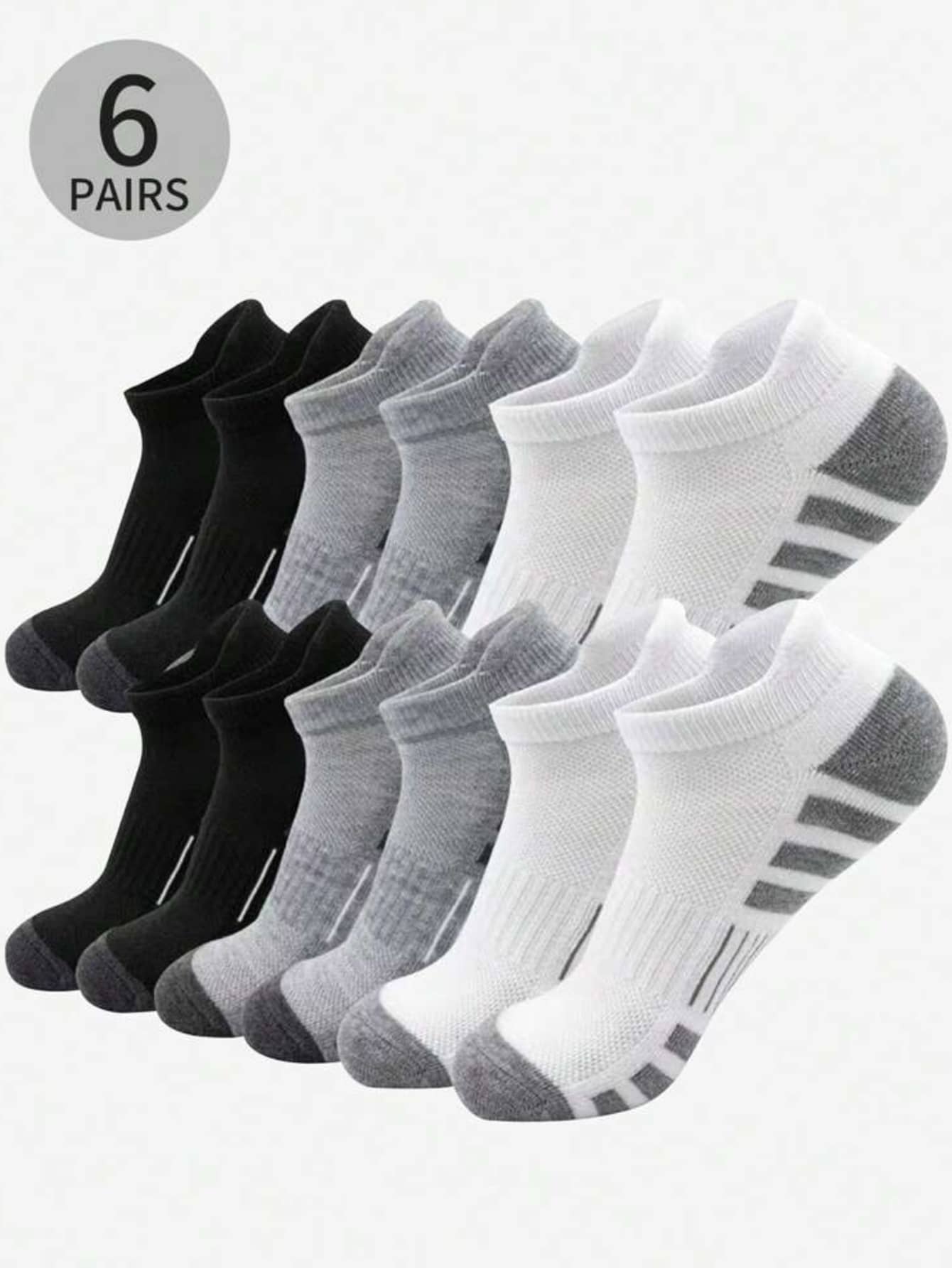 1/3/6 Pairs Of Men's Socks,Sports Socks, Basketball Socks, Football Socks, Invisible Socks, White Socks, Short Socks, Black Socks, Low-Top Short Socks, Ankle Socks, Double Line Non-Slip Design, Moisture Wicking, Soft And Breathable, Suitable For Business And Leisure, Outdoor Sports, College Style, Four Seasons Daily Wear, Invisible Socks And Short Socks, For Gym