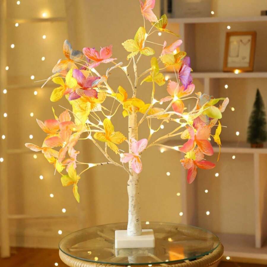 1pc Elegant LED Simulated Butterfly Desk Lamp, Romantic Decor Light, USB/Battery Powered Plastic Tabletop Lamp, Suitable For Valentine's Day, Wedding, Housewarming, Birthday, Holiday, Events, Home And Office - All Seasons