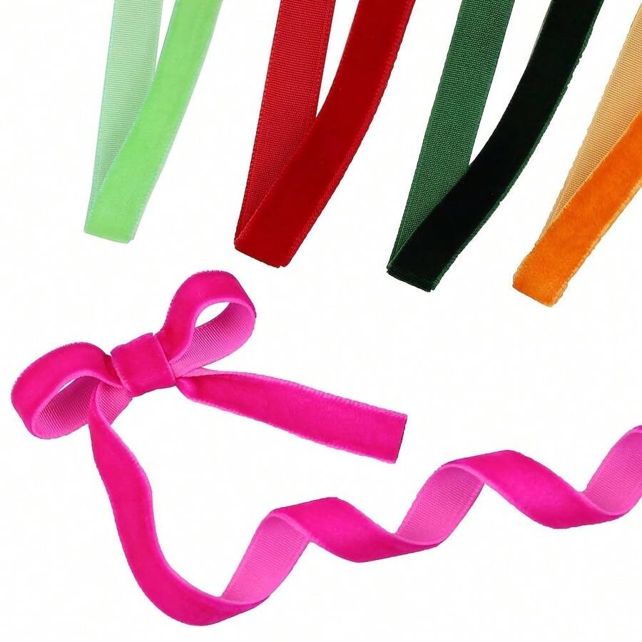 1cm Width Velvet Ribbon For Party Wedding Decoration Handmade Ribbon Gift Bouquet Wrapping DIY Hair Bows Christmas Ribbons