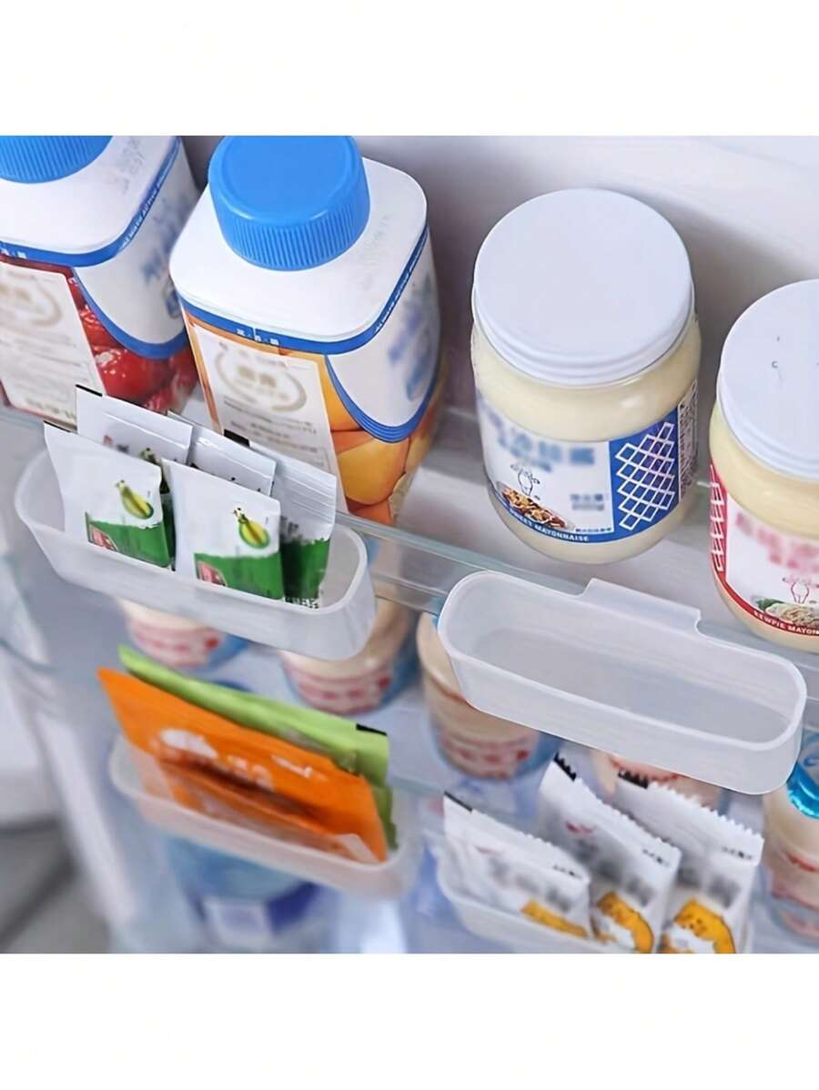 2pcs Hanging Fridge Storage Box, Transparent Wall-Mounted Organizer Bin For Spice Bags And Small Items, Plastic Material, Safe Non-Contact With Food