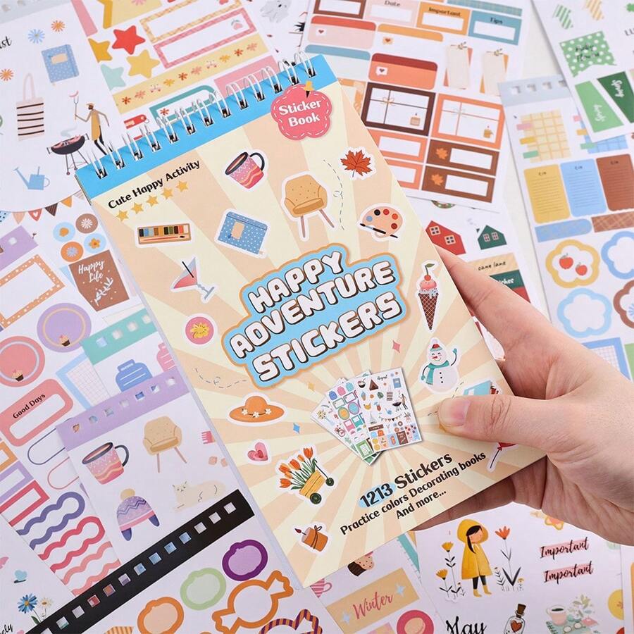 30Sheets/1213Pcs Scrapbook Stickers Cute Decals Fantasy Paper Stickers Book Different Patterns Decorative Material Aesthetic Stickers Multi-Element School Supplies For Cups Laptops Planners Journaling Supplies DIY Art Craft Planner Notebook Envelope Paper