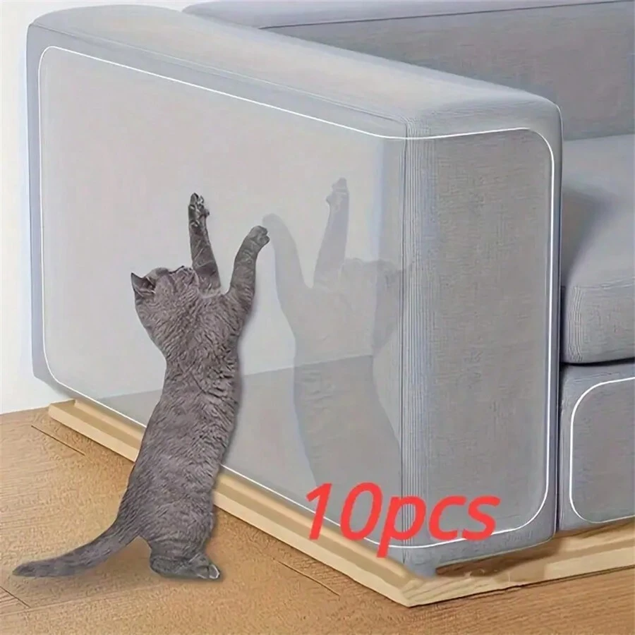 10pcs/Set Transparent Double-Sided Furniture Anti-Scratch Tape, PVC Pet Protection Stickers Suitable For Sofa And Lounger