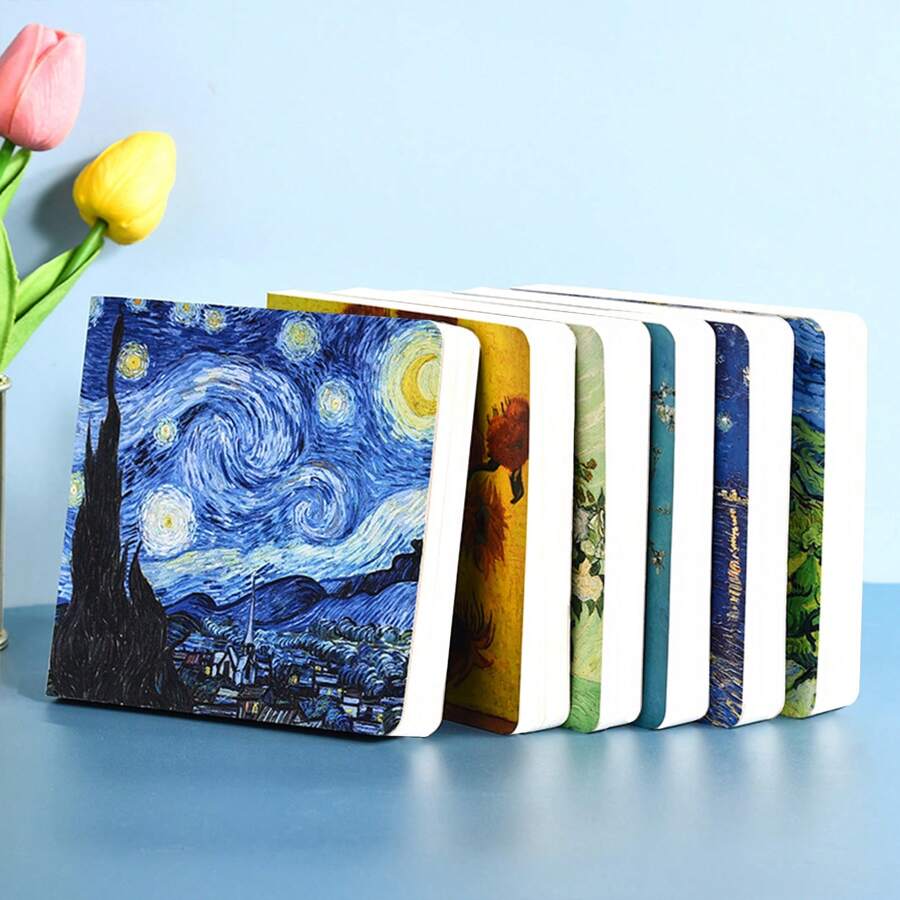 1pc 200-Page Creative Sketch Book, High-Quality Van Gogh Oil Painting Style 20K Professional Hand Drawing Notebook