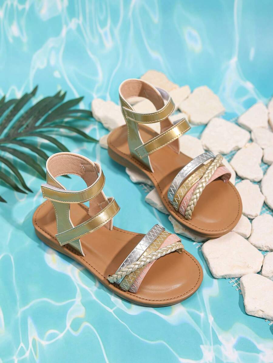 1 Pair Girl's Flat Outdoor Beach Sandals, Suitable For Spring/Summer