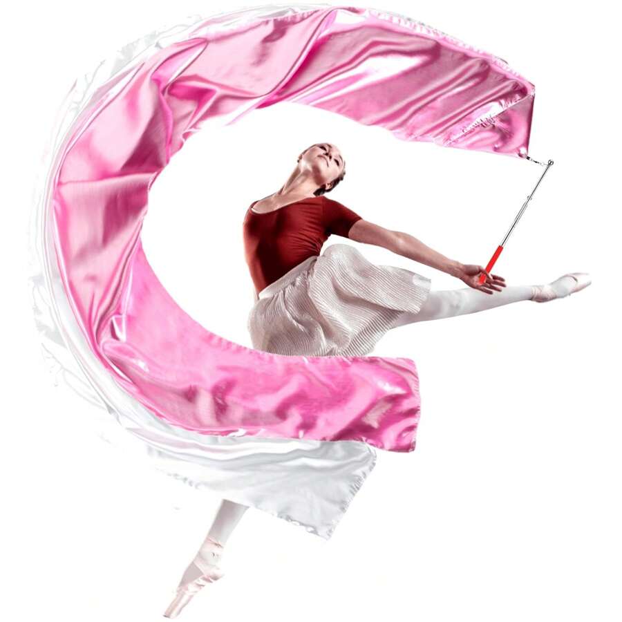 70" Double Layer Dance Streamer With Scalable Rod, Gymnastics Dance Ribbon Artistic Twirling Ribbon, Church Worship Adoration Dance Banner For Dancer And Church Liturgical Praise