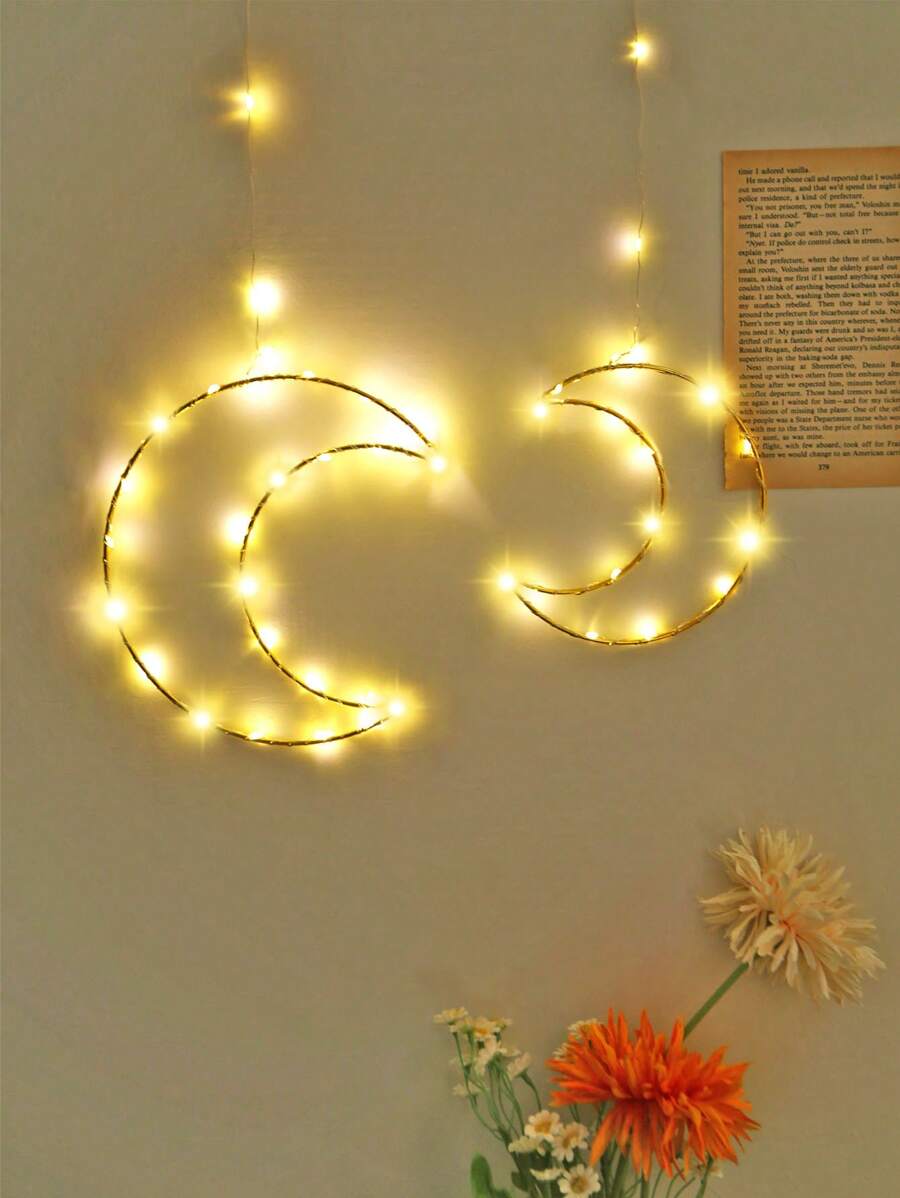1 pièce Lampe suspendue décorative de lune, simple lustre en fer pour décoration intérieure, convient pour l'éclairage décoratif à la maison lors de festivals comme le Ramadan, les vacances, les scénographies, les maisons, les jardins, le camping, les rassemblements, les mariages et les décorations romantiques dans les cours