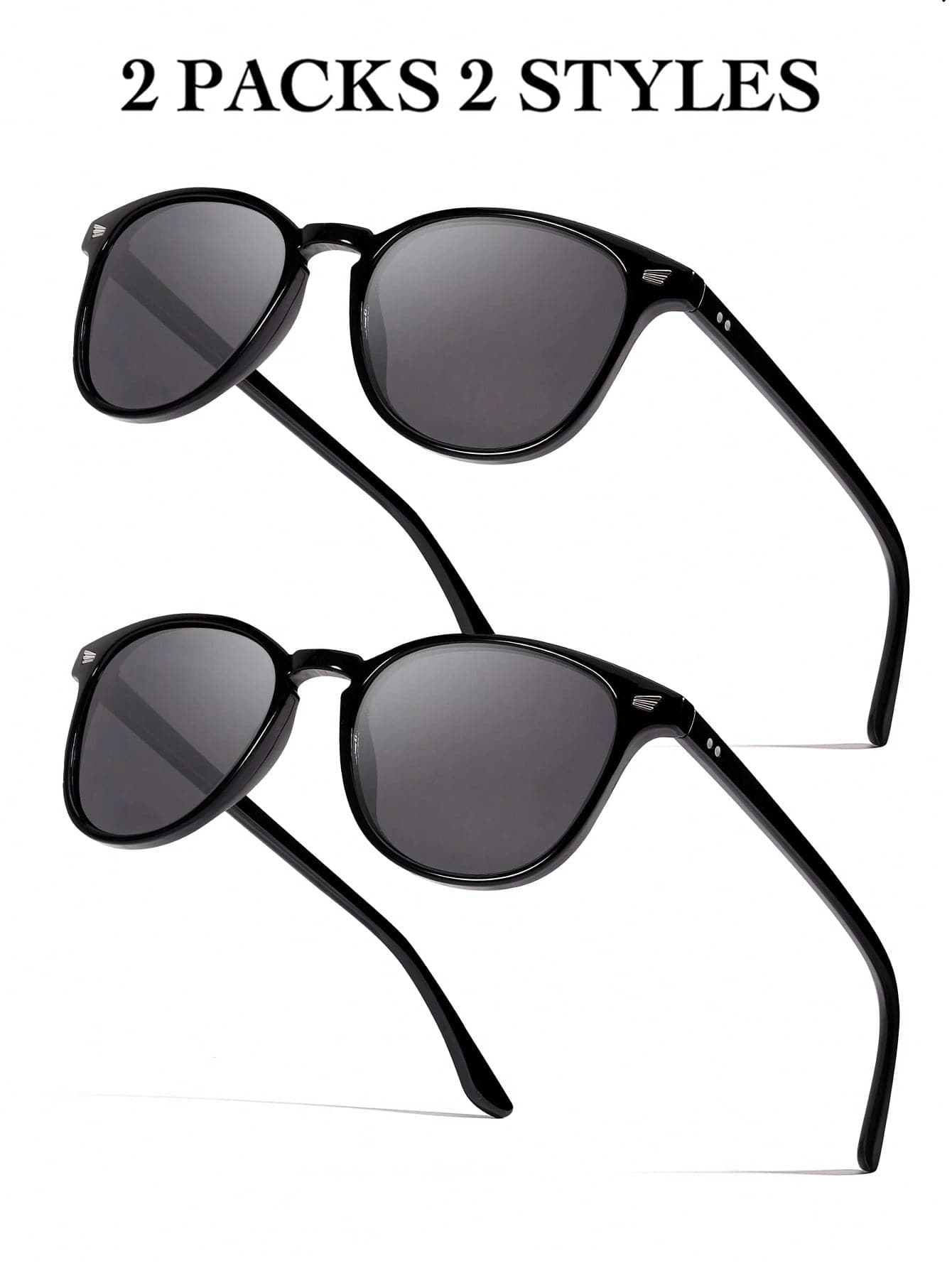 2 paires de lunettes de soleil classiques pour femmes, lunettes de soleil polarisées avec protection UV400