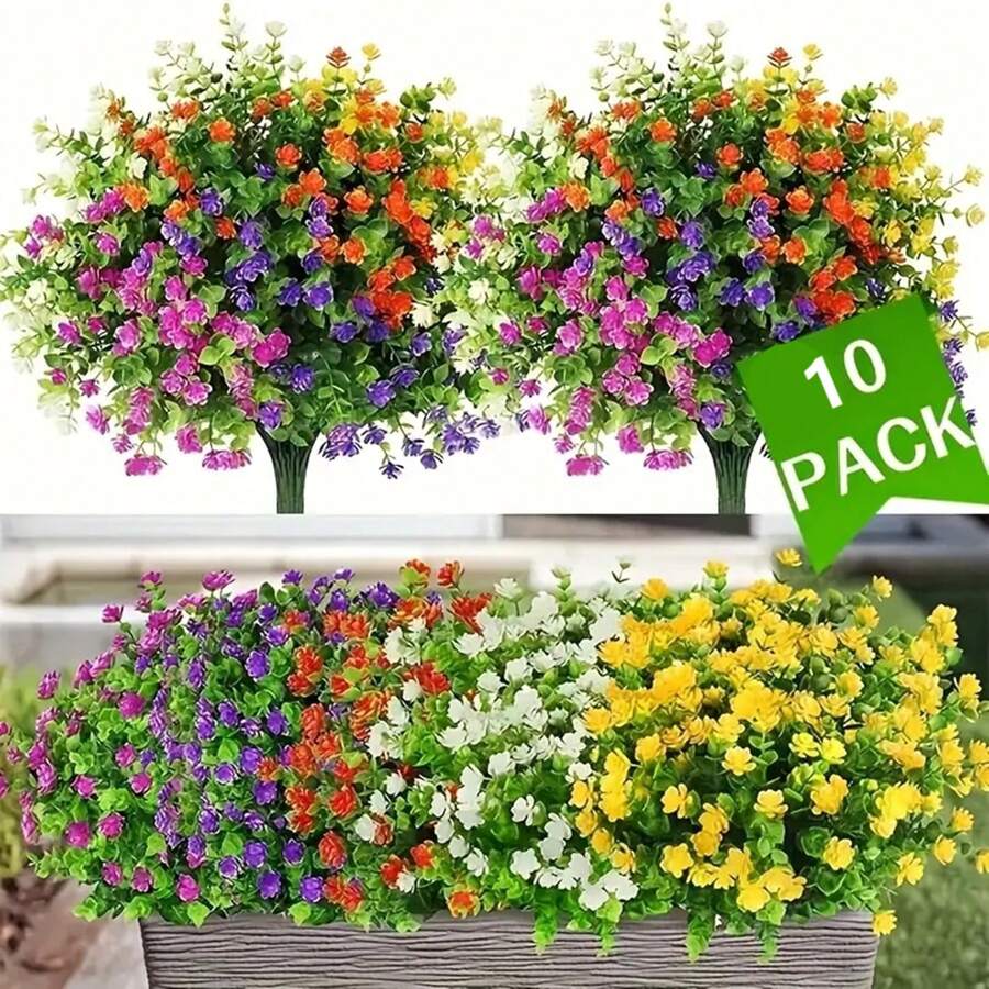 10pcs Artificial Christmas Decorations, UV-Resistant Fake Greenery For Outdoor, High-Quality Anti-Oxidation Boston Fern Real Touch Lifelike Plants, Home/Kitchen/Room/Wall Decor, Hanging Planter For Indoor/Outdoor Garden, Suitable For Halloween, Mother's Day, Valentine's Day Decoration Gifts Birthday Graduation,Garden Decor,Outdoor Plant,Gardening,Fake Flowers
