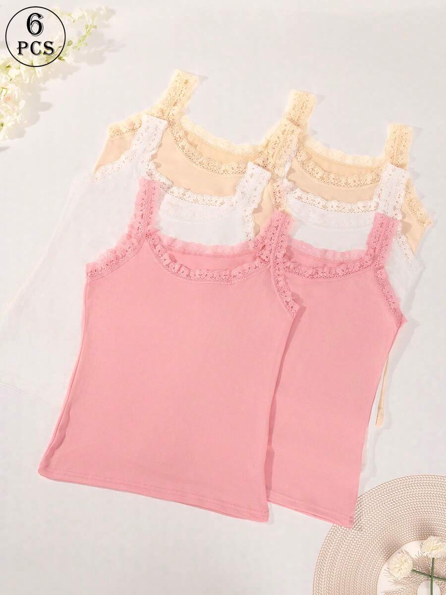 6 PCS Women Summer Tank Tops Lace Sleeveless Camisole