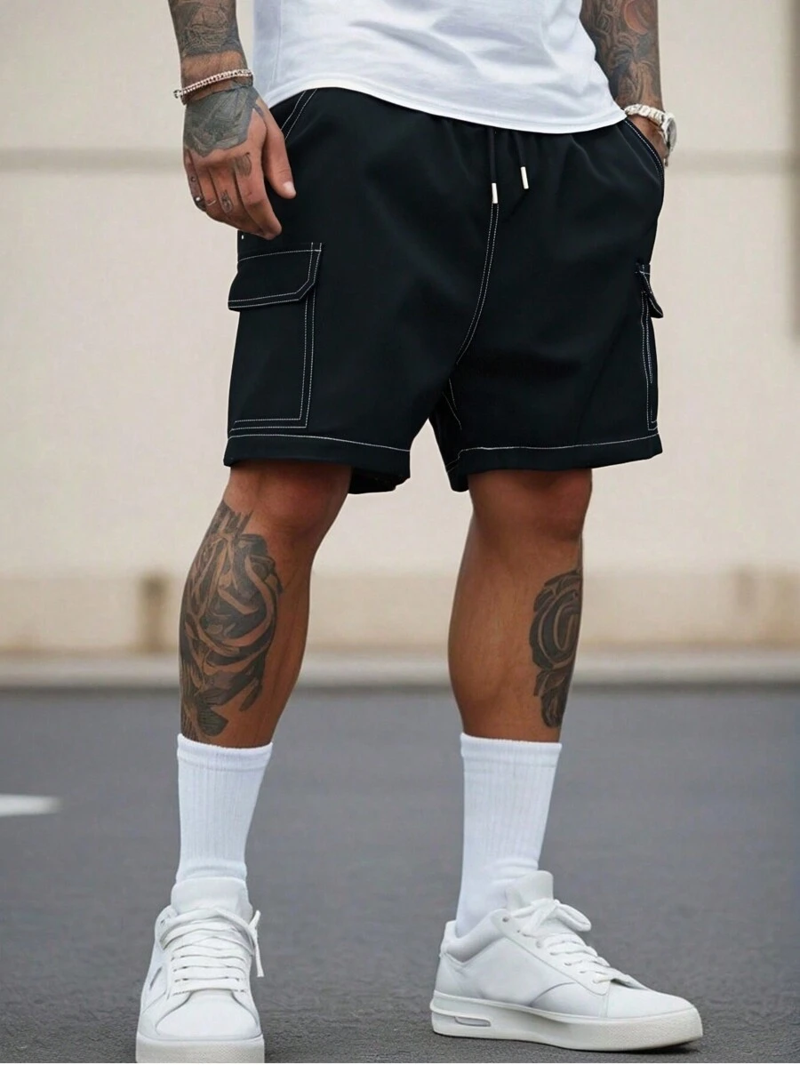 1 pezzo Pantaloncini bermuda casual da uomo a blocchi di colore, per attività all'aperto, jogging, sport, allenamento, fitness, spostamenti quotidiani, moda versatile con vestibilità morbida, hip hop, estate, spiaggia
