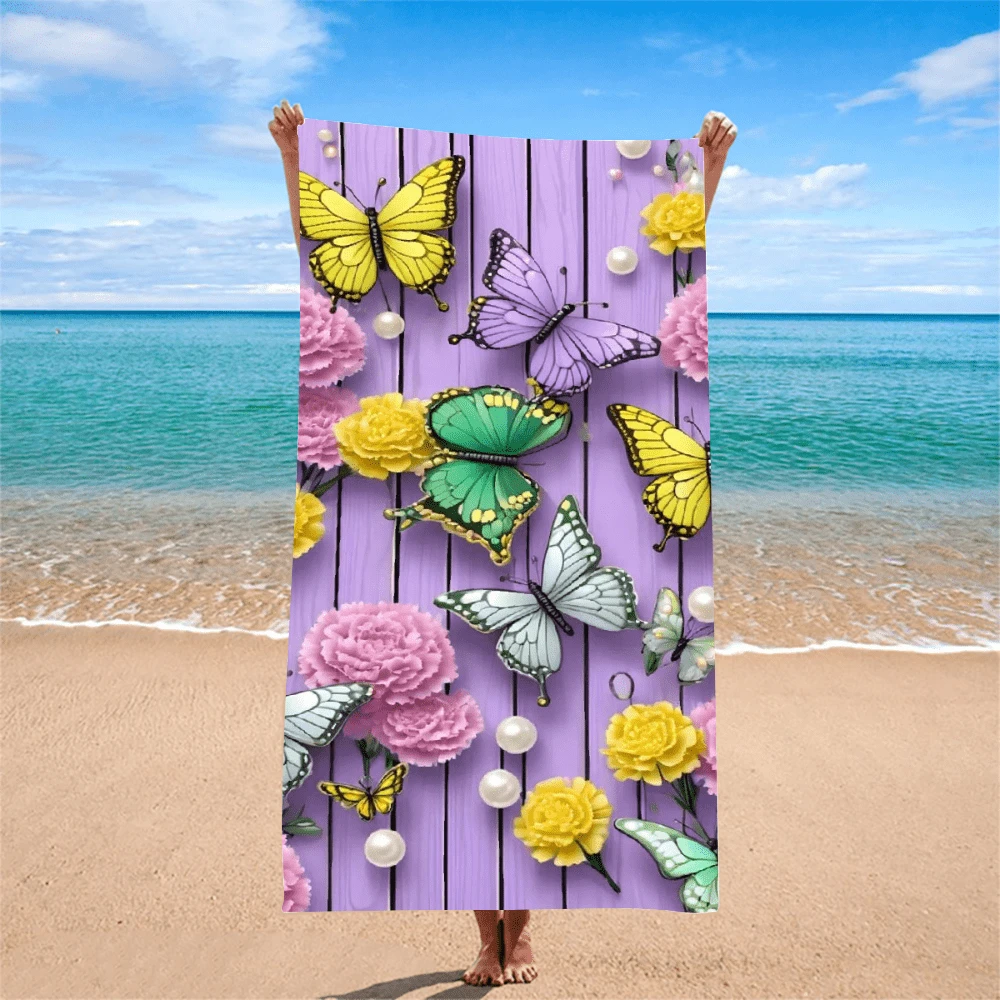 1 pièce Serviette de plage en fibre ultra-fine motif point de croix, serviette de plage séchage rapide bandes dessinées, serviette absorbante pour transpiration quotidienne, serviette de bain impression numérique, pour plage, hôtel, natation, fitness en extérieur, super grande serviette de bain