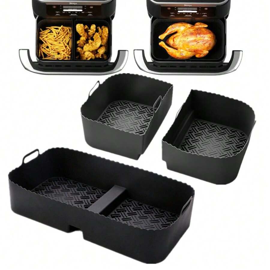 3 pièces/set Plateau de cuisson en silicone pour friteuse à air AF500, réutilisable, convient à 1x10,4L et 2x5,2L, matériau alimentaire, accessoire de friteuse à air pour la cuisine et la salle à manger