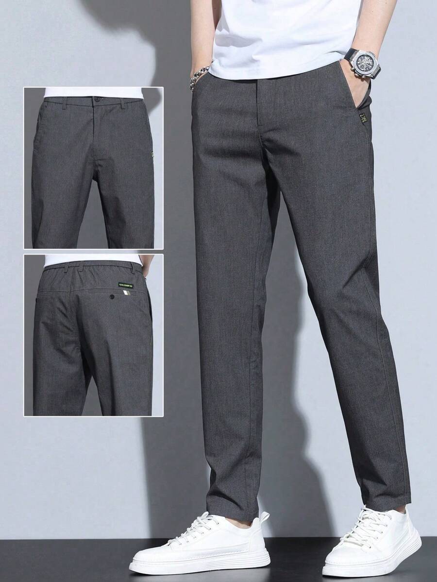 Men's Solid Color Cone Casual Pants With Pockets