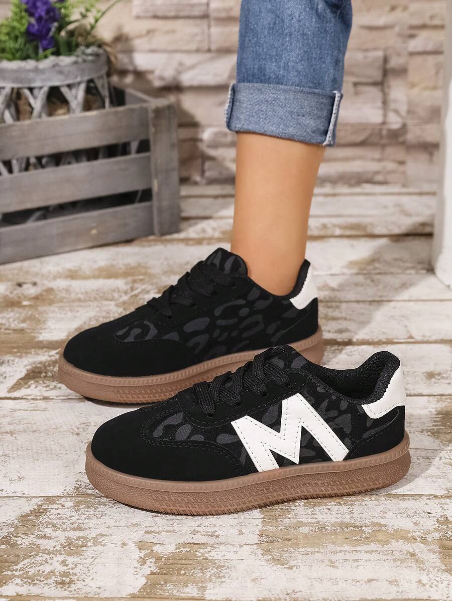 Kindermode Luipaardpatroon Sneakers, Nieuwe Zachte Bodem Casual Sneakers, Lage Antislip Skate Schoenen, Lente/Herfst