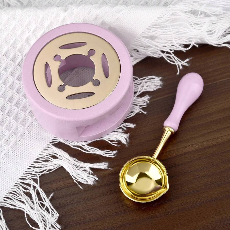 2 Pcs/Set Retro Sealing Wax Furnace Stove Pot Wood Handle Sealing Wax Spoon Wax Sealing Decorative For Candle Stamp Wax Stamp