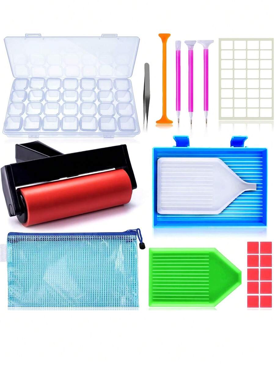 Diamond Art Tool Set, Multi-Functional Tool Set, Including Storage Box, Dot Pen, And Roller, Suitable For Beginners