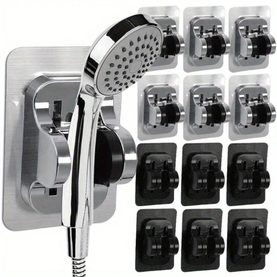 3pcs Easy To Install Adjustable Shower Head Bracket - No Drilling Required, Waterproof ABS Bracket With Hooks, Suitable For Bathroom Accessories Home Bathroom Decor