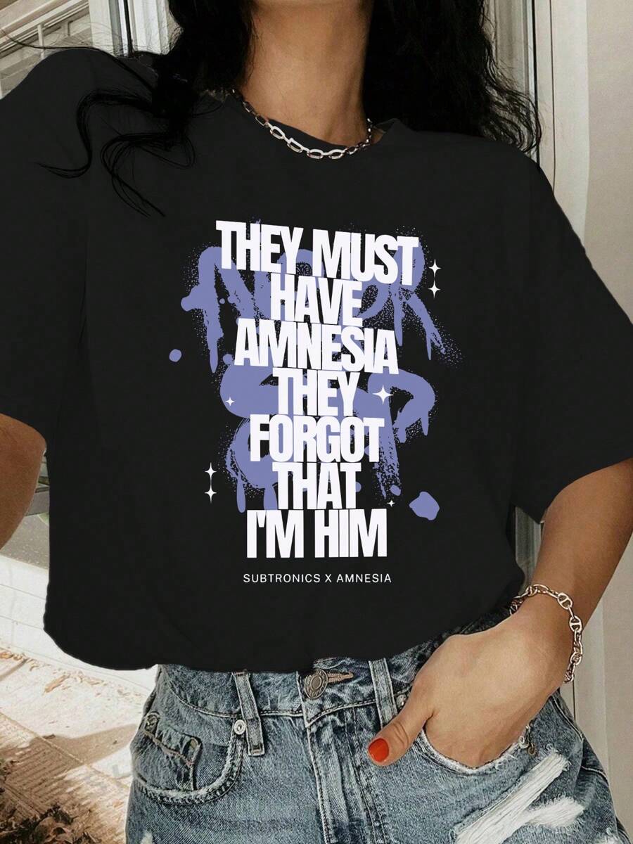 200g T-Shirt/1 Piece T-Shirt/100% Polyester Fashion Ladies Painting Print Short-Sleeved T-Shirt