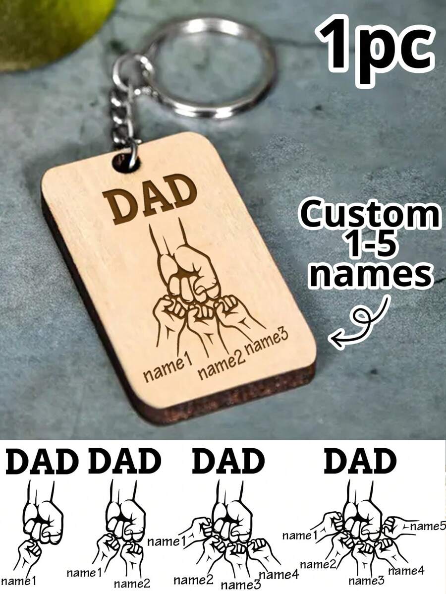 LICVIC Custom Wooden Keychain,Personalized Daddy'S Fist Bump Key Chain,Customized 1-5 Names Keychains,Customizable New Dad Gifts Keychain,Suitable For Keychain Accessories, Backpack Pendants, Keychain Pendants, Room Decorations, Office Pendants,Suitable For Baby Shower Gift,Father'S Day,Birthday Gifts,Anniversary, Family,Dad,Husband,Lover,School Supplies,Back To School,For Office,For School,For Classroom,For Teacher Gifts,For University,For Colleague,For Dorm Rooms,For Teacher,For Boys And Girls,For Teenagers,Junior High School Students,Middle School Students,High School Senior High School Students,College Students,University Students,Freshman,Sophomore,Underclassmen