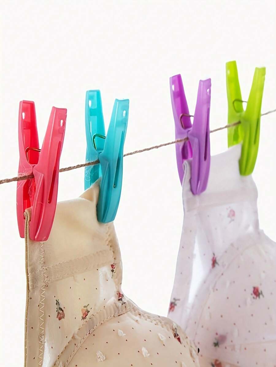 Set de 30 pinzas/broches pesados, anti viento, para colgar ropa, ropa interior, pinzas pequeñas, pinzas plásticas para perchas de vestidos, en colores aleatorios