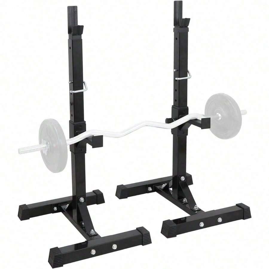 Pair Of Squat Rack, Bench Press Rack Adjustable 40"-66" Solid Steel Barbell Rack 550lb Load, Portable Dumbbell Racks Stands For Home Garage Gym, Weight Lifting Push Up Multi-Function