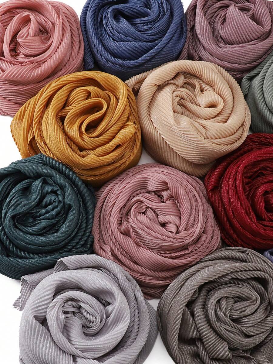 1 einfarbiger silberner Seiden-Schal, luxuriöser Damenkopftuch, geeignet für Al-Adha, täglicher Gebrauch, simpler Hijab-Schal Schal Schleier Kleidung