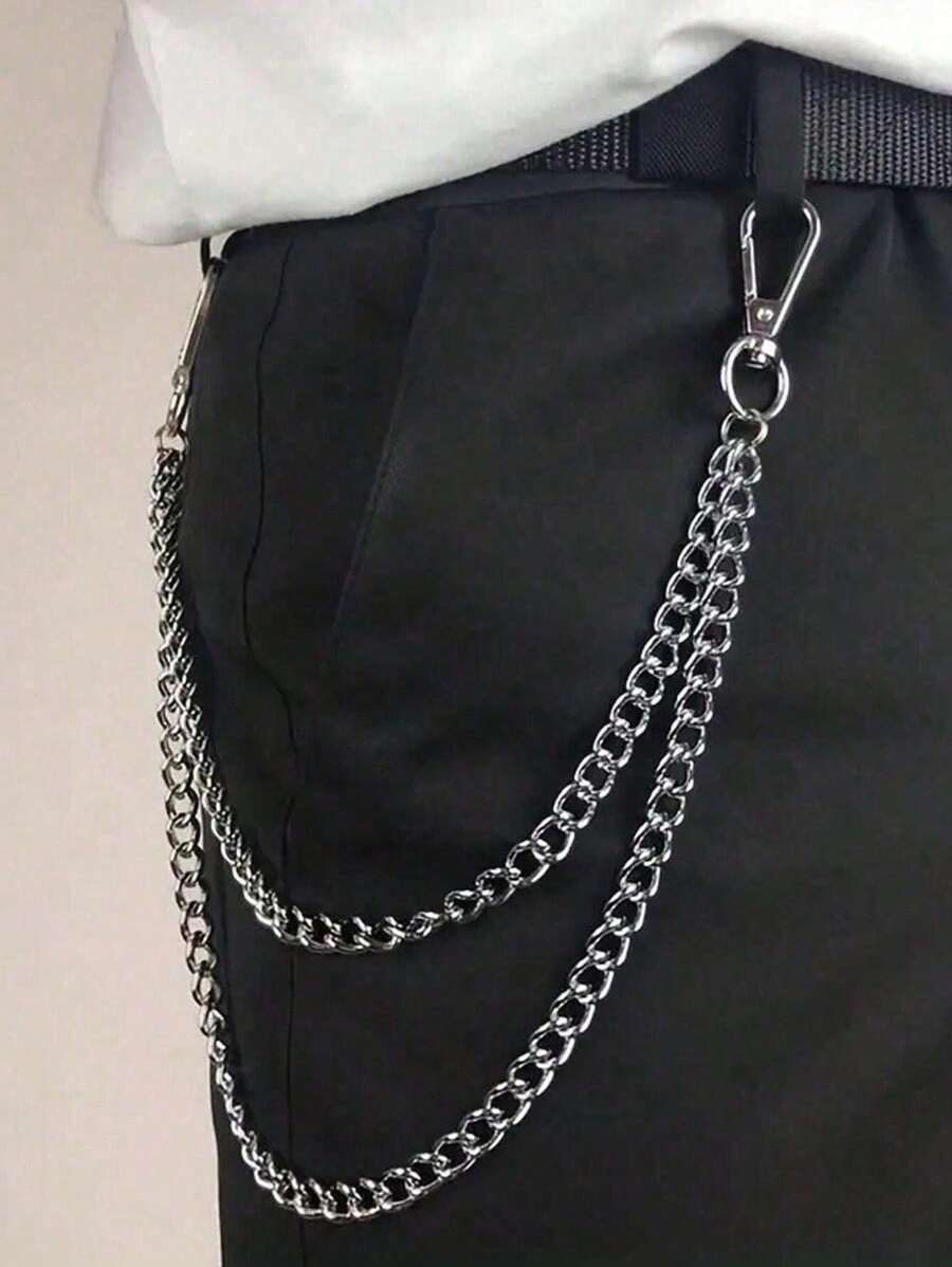 1pc Fashionable Minimalist Men's Pants Chain Accessory, Suitable For Jeans, Punk Hip-Hop Style Summer, School