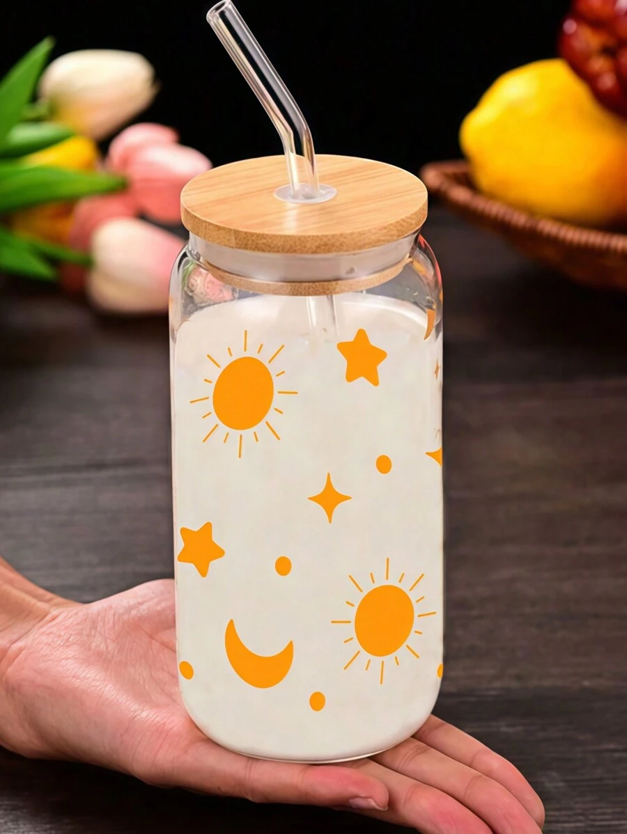 1 Pc Coffee Glass Cup With Bamboo Lid And Straw - Gift For Her Birthday, Mother's Day Gift, Bridesmaid Gift Ideas, Reusable, Can-Shaped Tumbler For Iced Coffee, Juice, Milk - Perfect Birthday Or Holiday Gift,Thanksgiving, Graduation Gifts,Perfect For Home, Office, And Restaurant Use,Perfect Gift For Women, Mom, Grandma On Valentine's, Christmas, Mother's Day & More