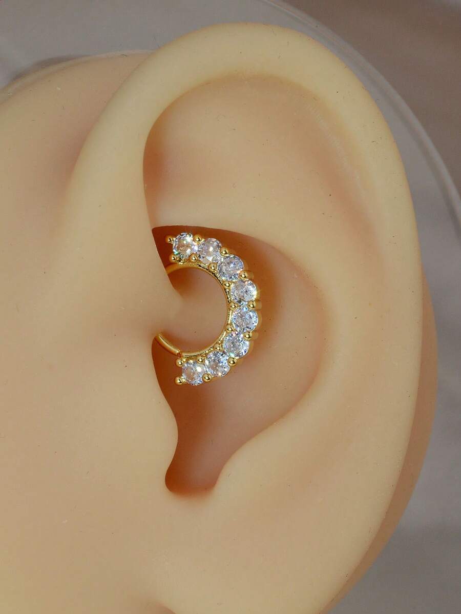 1 PIEZA Aros pequeños con baño de oro de 18K, cristal y estilo punk para mujer y hombre, para cartílago, hélix, trago, aro de nariz, septo, piercing y joyería corporal