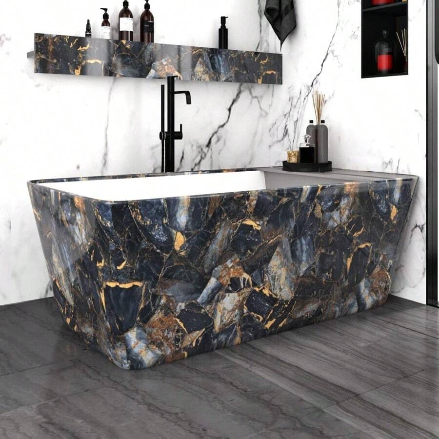1 Rollo de papel pintado autoadhesivo con patrón de mármol negro, PVC reforzado de 15.7inX39.3/118.1/196.8in, resistente al agua, al aceite y a las manchas, resistente a los impactos, fácil de limpiar, ideal para decorar salón, dormitorio, baño, cocina, encimera, escritorio, fácil de instalar y desprender, ideal para decoración del hogar, muebles, estanterías, cajones, supermercados, bares, vitrinas, regalos, graduaciones, decoración de habitaciones, paredes, baños, dormitorios