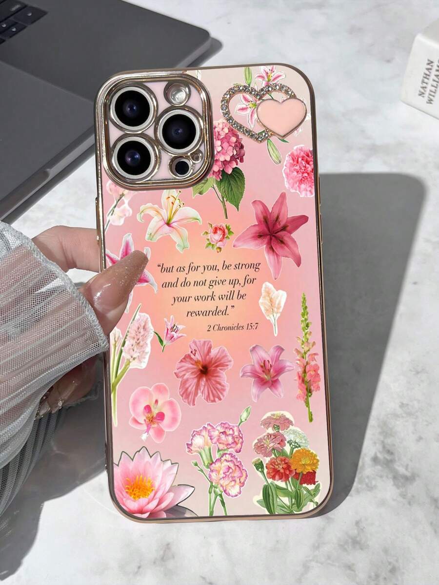 1 st roze TPU galvaniseren Jezus houdt van jou patroon anti-val telefoonhoesje en 1 st roze galvaniseren strass hart telefoonhoesje compatibel met iPhone/bijpassende telefoonhoes/telefoonhoesje met koord/polsband telefoonhoesje/grappig telefoonhoesje/Android telefoonhoesje/telefoonhoesje/telefoonhoesje/OPPO telefoonhoesje/compatibel met iPhone 16 Pro Max