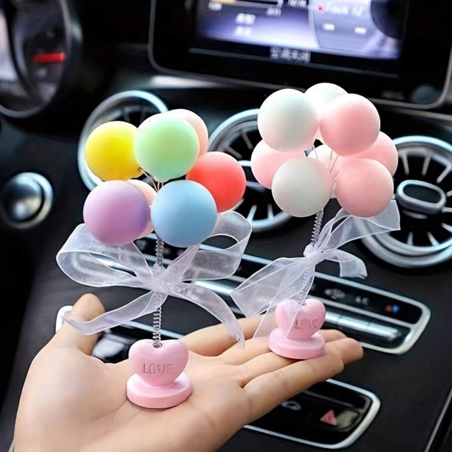 1pc Cute Swinging Balloon Car Decor, Creative Confession Balloon, Spring Dashboard Decoration For Car Interior