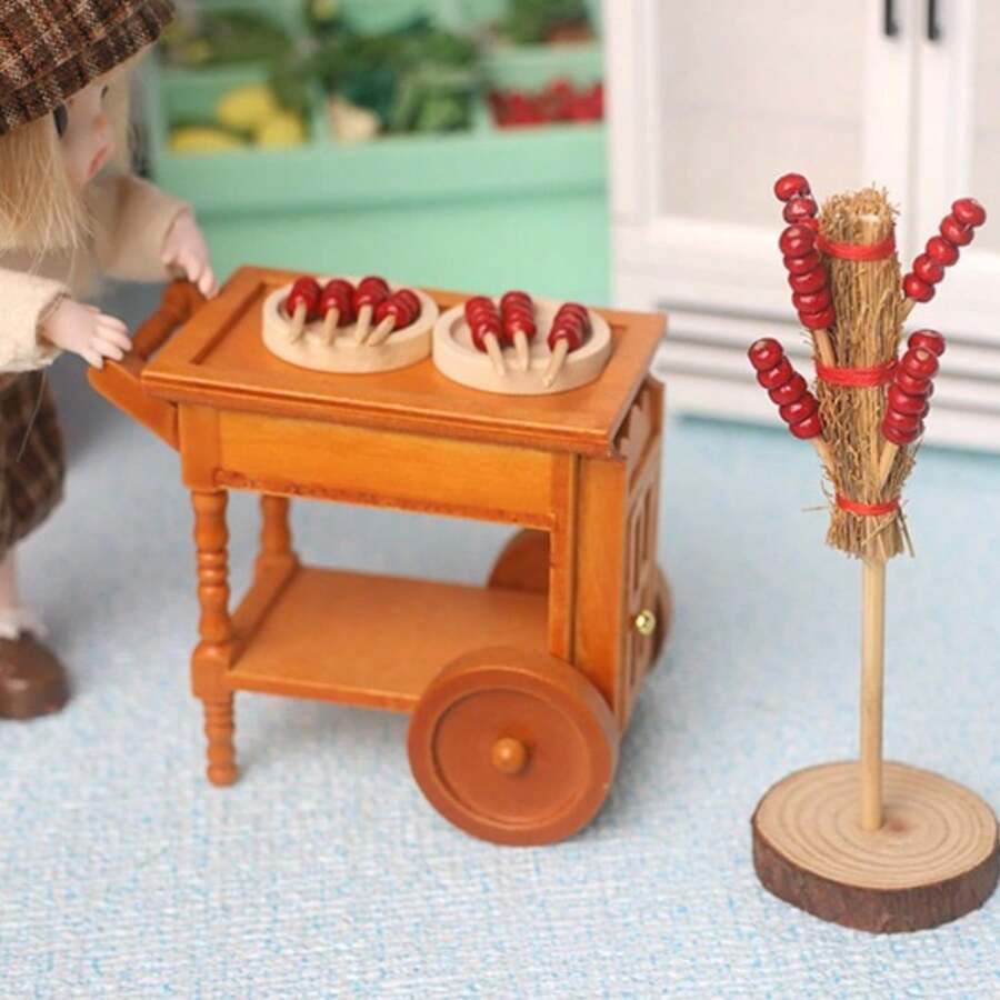 Miniature Diner Trolley, Edible Candy Hawthorn Lollipop Sticks, Mini Doll House Hawthorn Candy Food Models