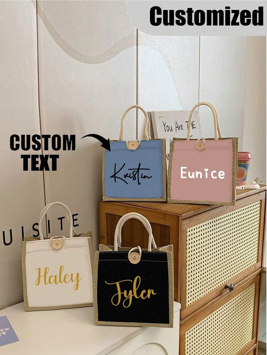 Bolso de lona personalizado con estampado de color dopamina, bolso de hombro, bolso de regalo con patrón personalizado, bolso de lona impreso, bolso de compras, bolso grande, mochila escolar, liviano, impermeable, adecuado para bodas, cumpleaños, playas, vacaciones, es el mejor regalo para damas, madres, maestros, amigos, damas de honor y estudiantes