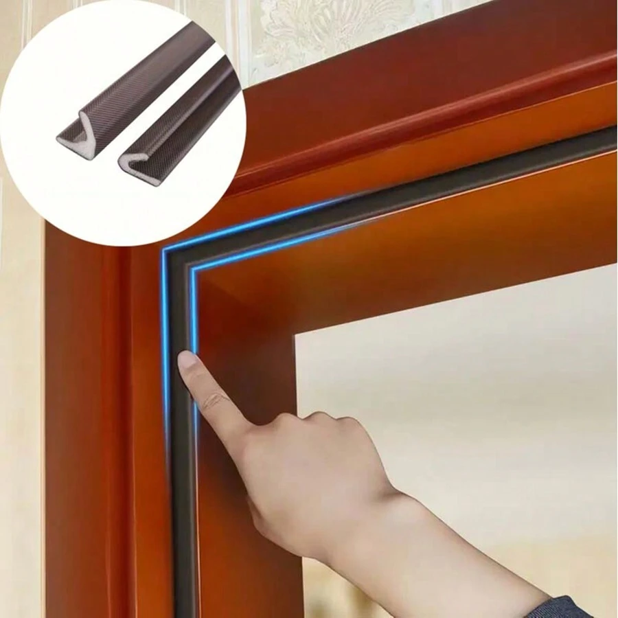 Striscia di guarnizione adesiva a forma di V - in poliuretano e polietilene, isolamento acustico, forte adesivo, adatta per sigillatura di porte domestiche e in legno