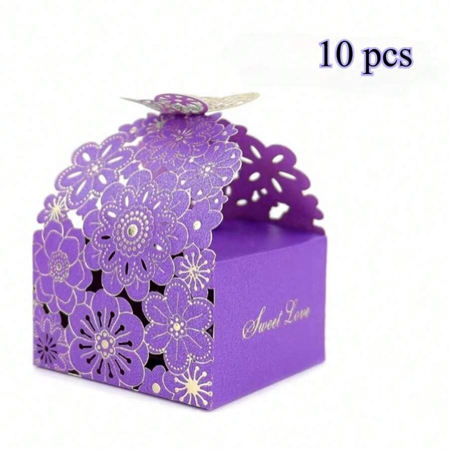 10 pièces Boîtes à bonbons creuses en forme de fleurs et de papillons - Jolies boîtes à chocolat pour les faveurs de mariage, les anniversaires et plus encore
