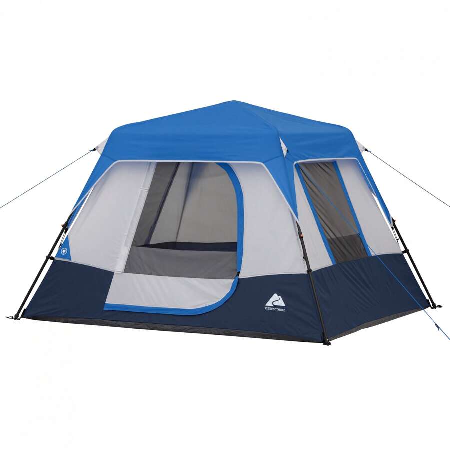 8' X 7' 4-Person Instant Cabin Tent With LED Lighted Hub, Only 19 Lbs! Light Up Your Camping Experience!